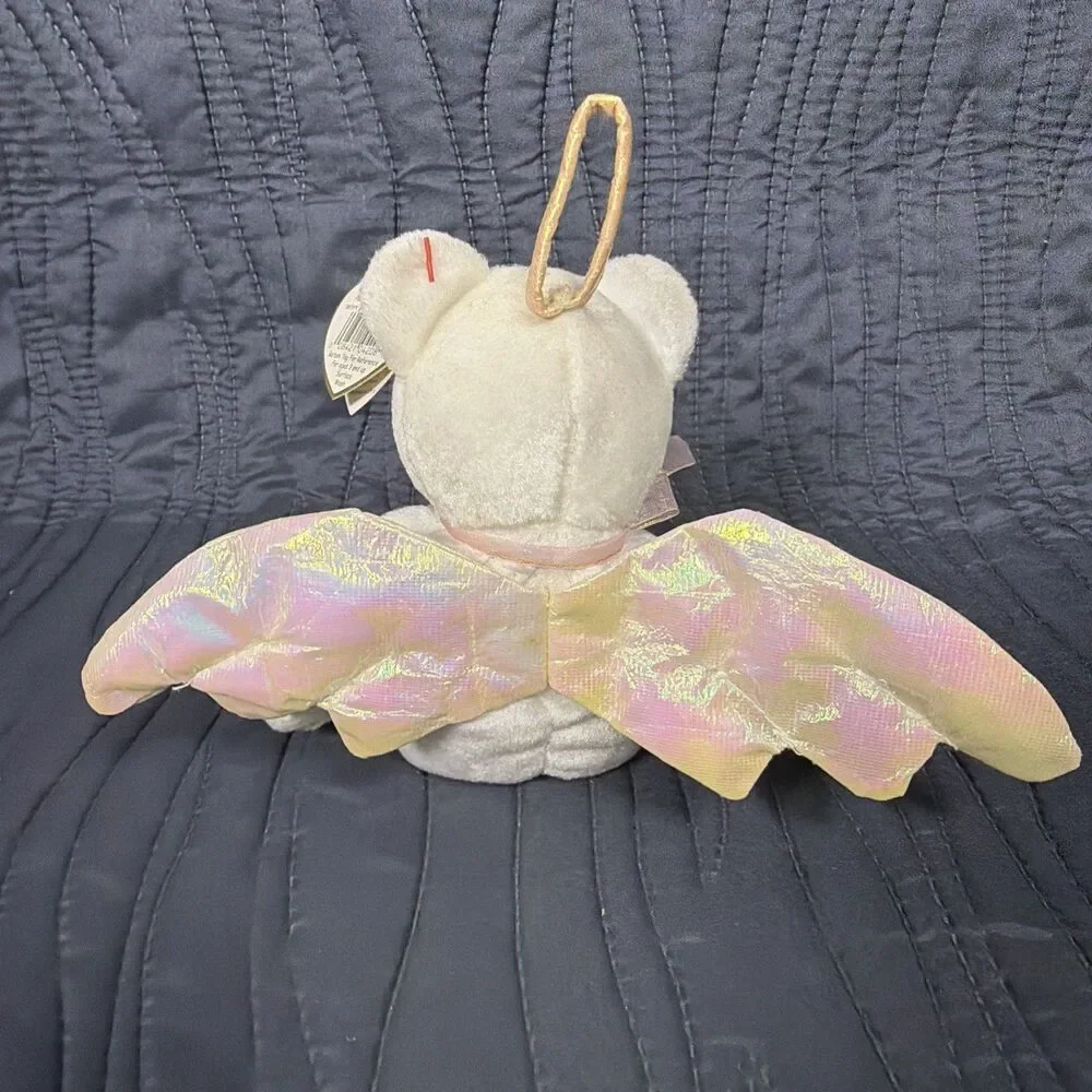 Ty Beanie Baby Halo Angel Bear 1998 DOB White Plush w/ Hang Tag Retired